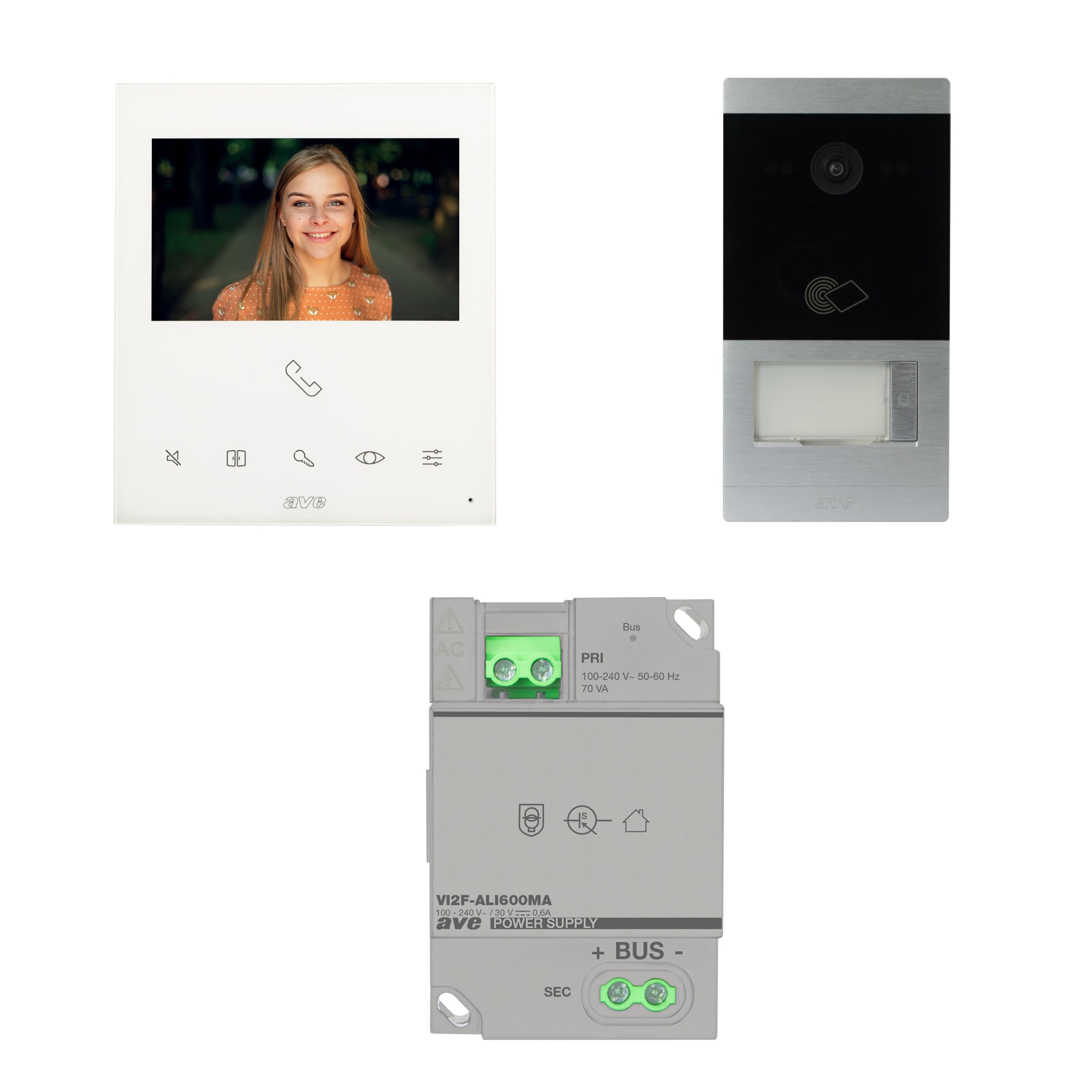 AVE KIT VIDEOCITOFONICO 2 FILI MONOFAMILIARE CON MONITOR LCD 5" WI-FI - immagine 2