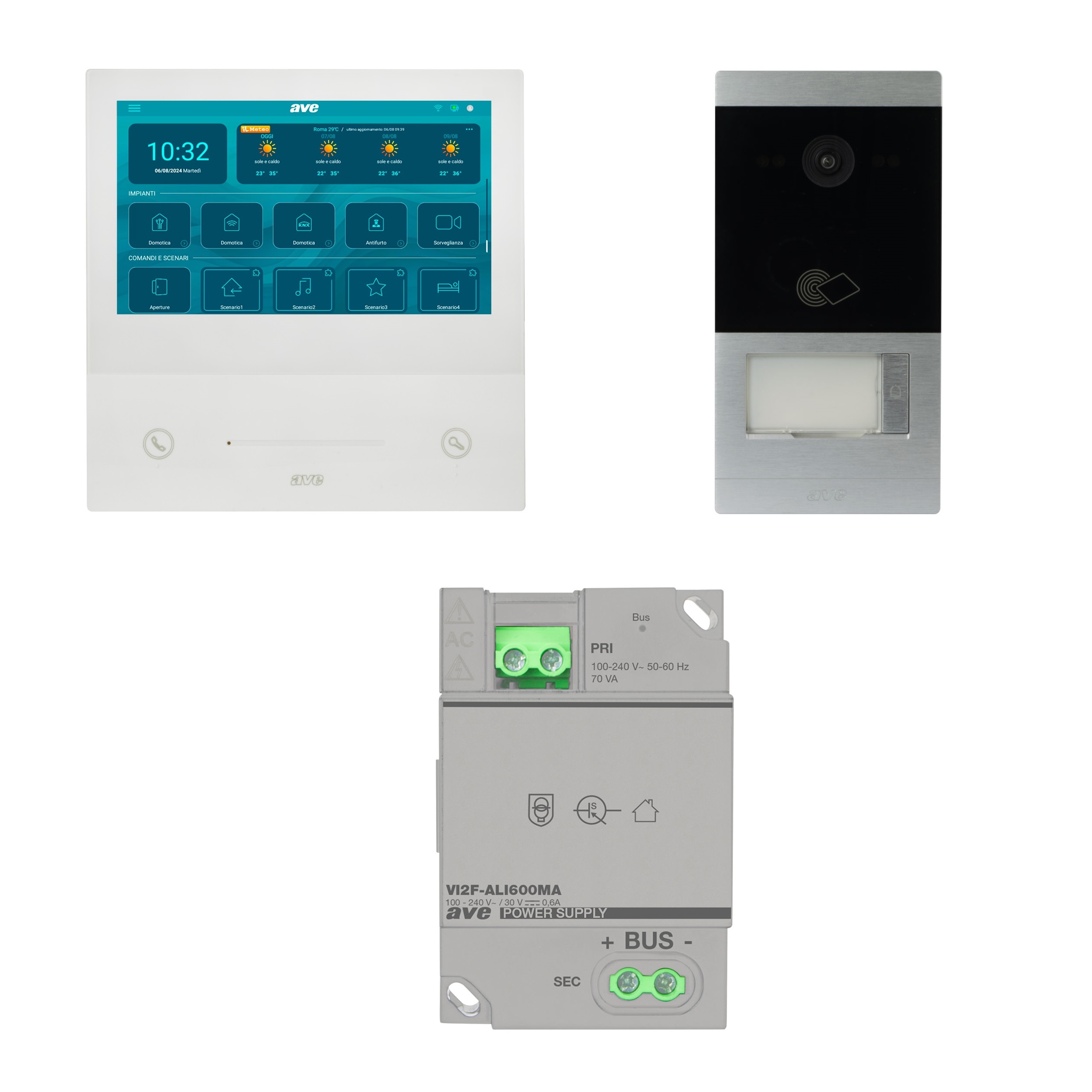 AVE KIT VIDEOCITOFONICO 2 FILI MONOFAMILIARE CON MONITOR LCD 7" WI-FI - immagine 2
