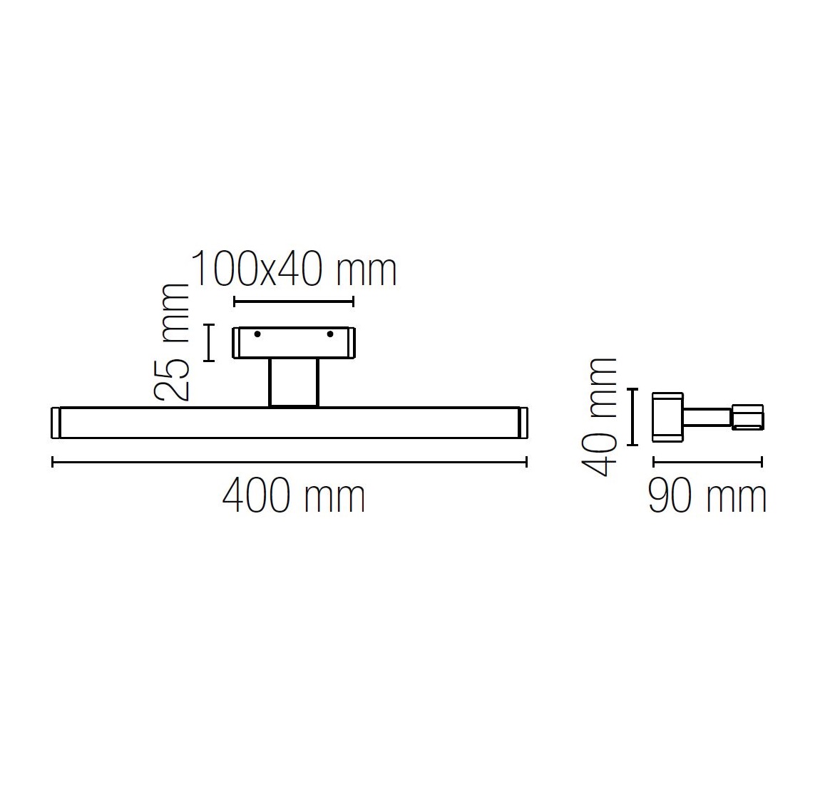 INTEC APPLIQUE LED DA SPECCHIO LANCER 10W 4000K L.400mm CON FINITURA BIANCA - immagine 4