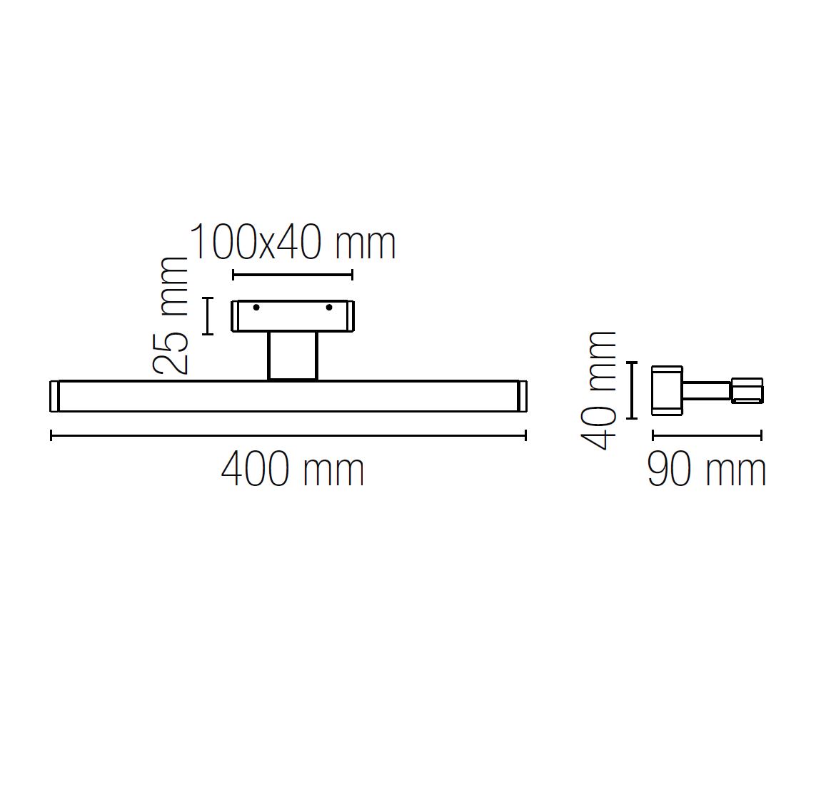 INTEC APPLIQUE LED DA SPECCHIO LANCER 10W 4000K L.400mm CON FINITURA CROMATA - immagine 3