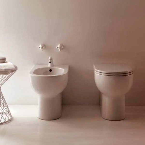 BIDET A TERRA FILO PARETE IN CERAMICA BIANCA SERIE MININUVOLA - immagine 2