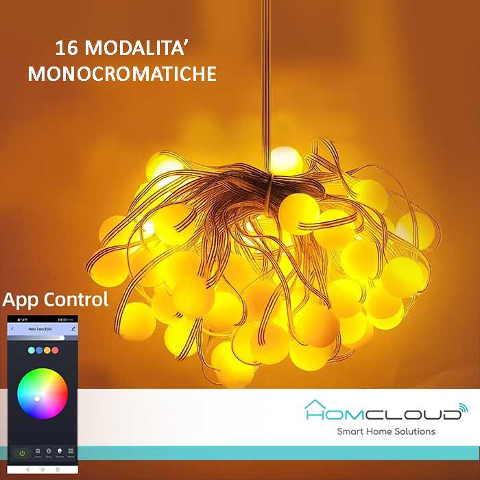 HOMCLOUD CATENARIA 10mt SMART WI-FI + BLUETOOTH CON 66 SFERE IP65 - immagine 3