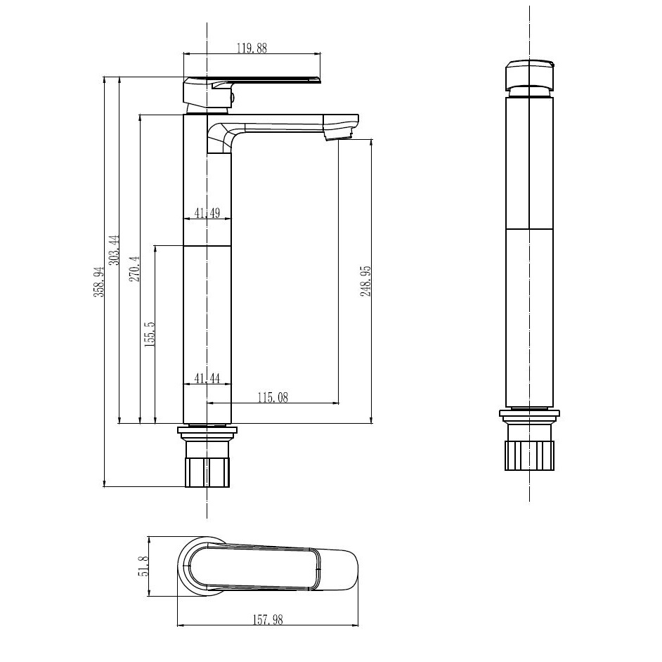 SPHERA MISCELATORE MONOCOMANDO LAVABO ALTO SERIE HH NERO OPACO CON PILETTA CLICK CLACK DA 1"1/4 - immagine 2