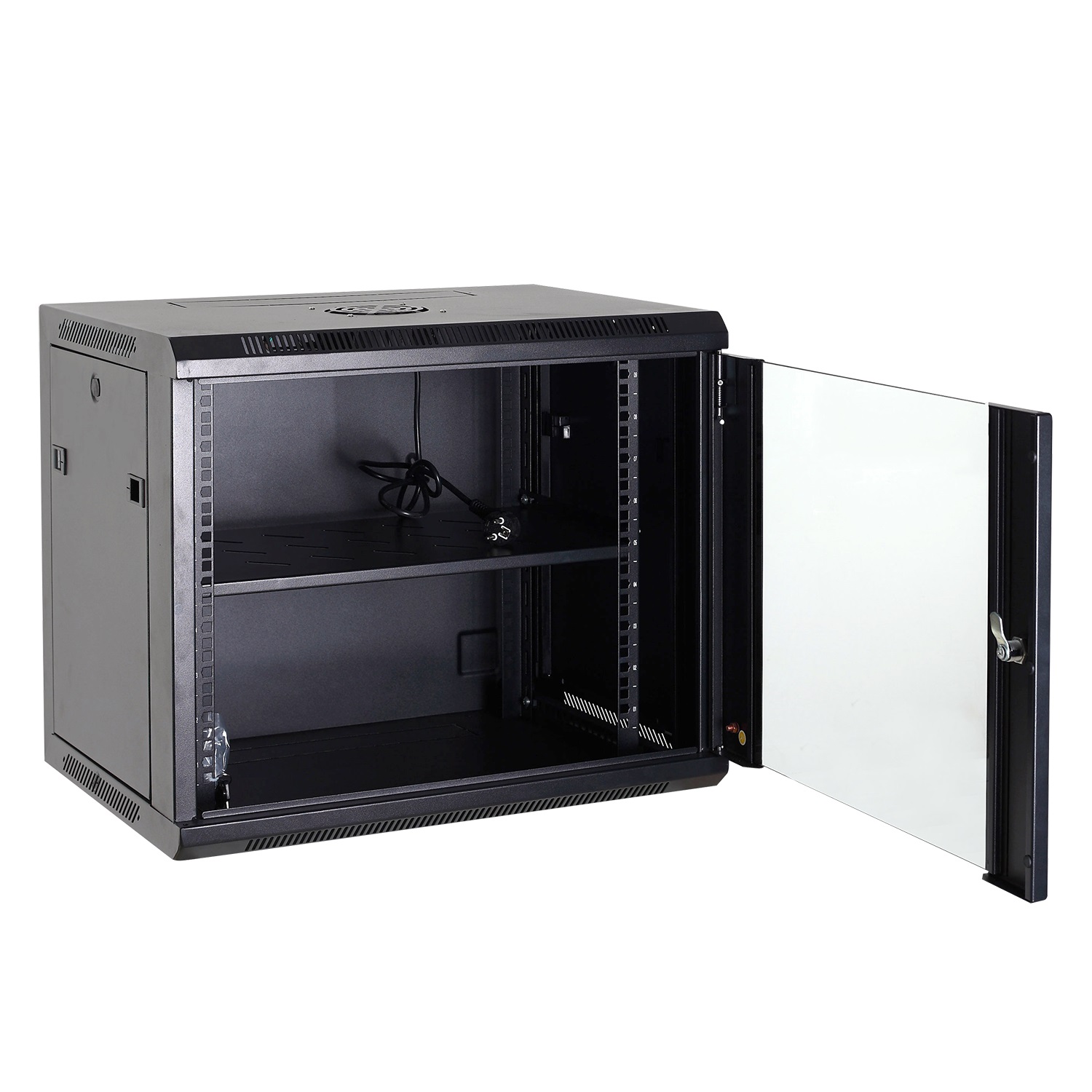 ARMADIO RACK A PARETE 12U 19" 600x600mm COMPLETO CON ACCESSORI - immagine 2