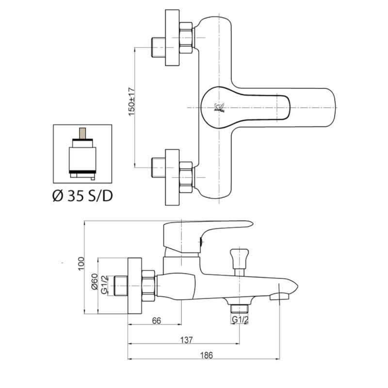 DUEMMEGGI MISCELATORE VASCA ESTERNO "SMART" CROMATO CON DUPLEX E SET DOCCIA - immagine 2