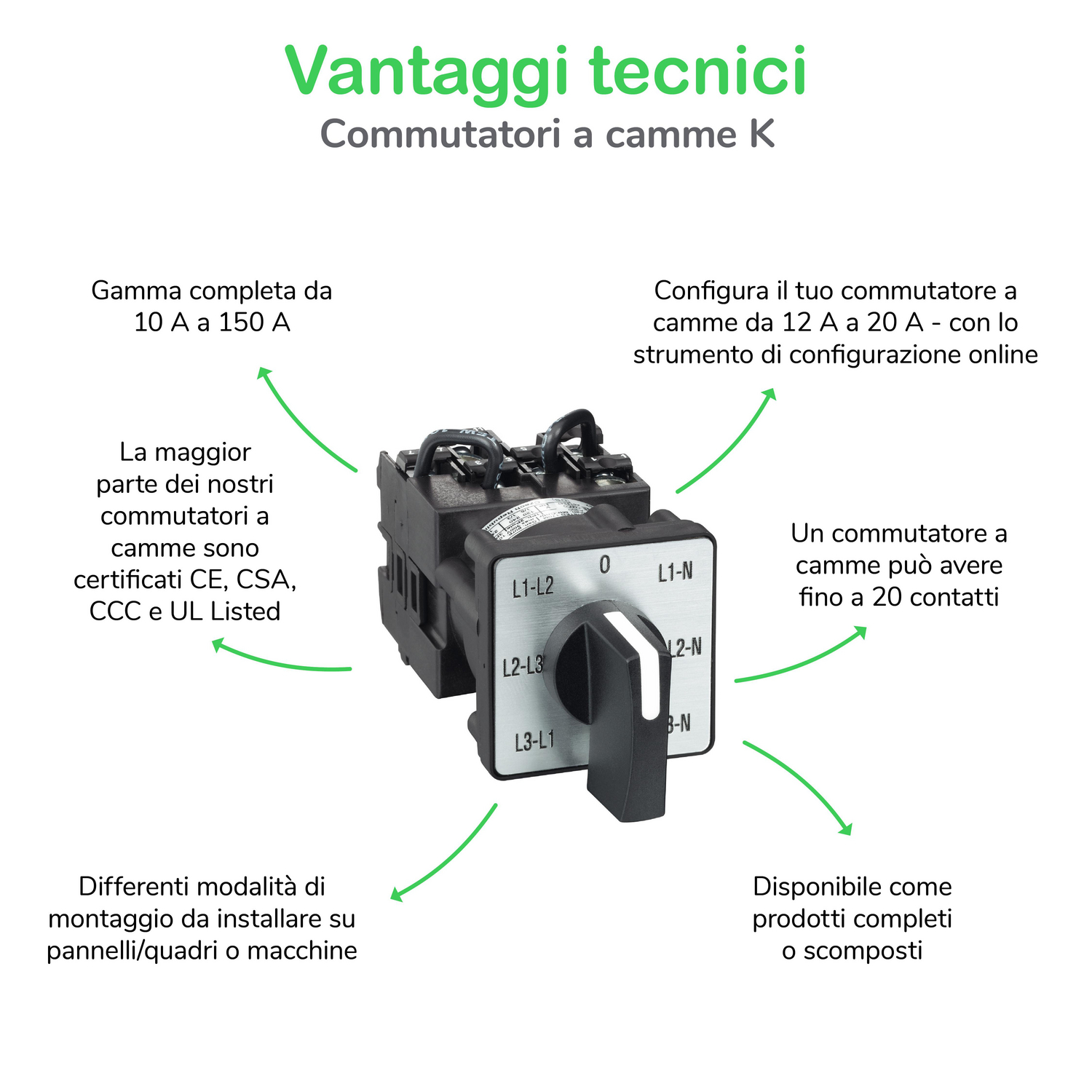 SCHNEIDER COMMUTATORE A CAMME 0-1 20A 3 POLI 45° - immagine 2