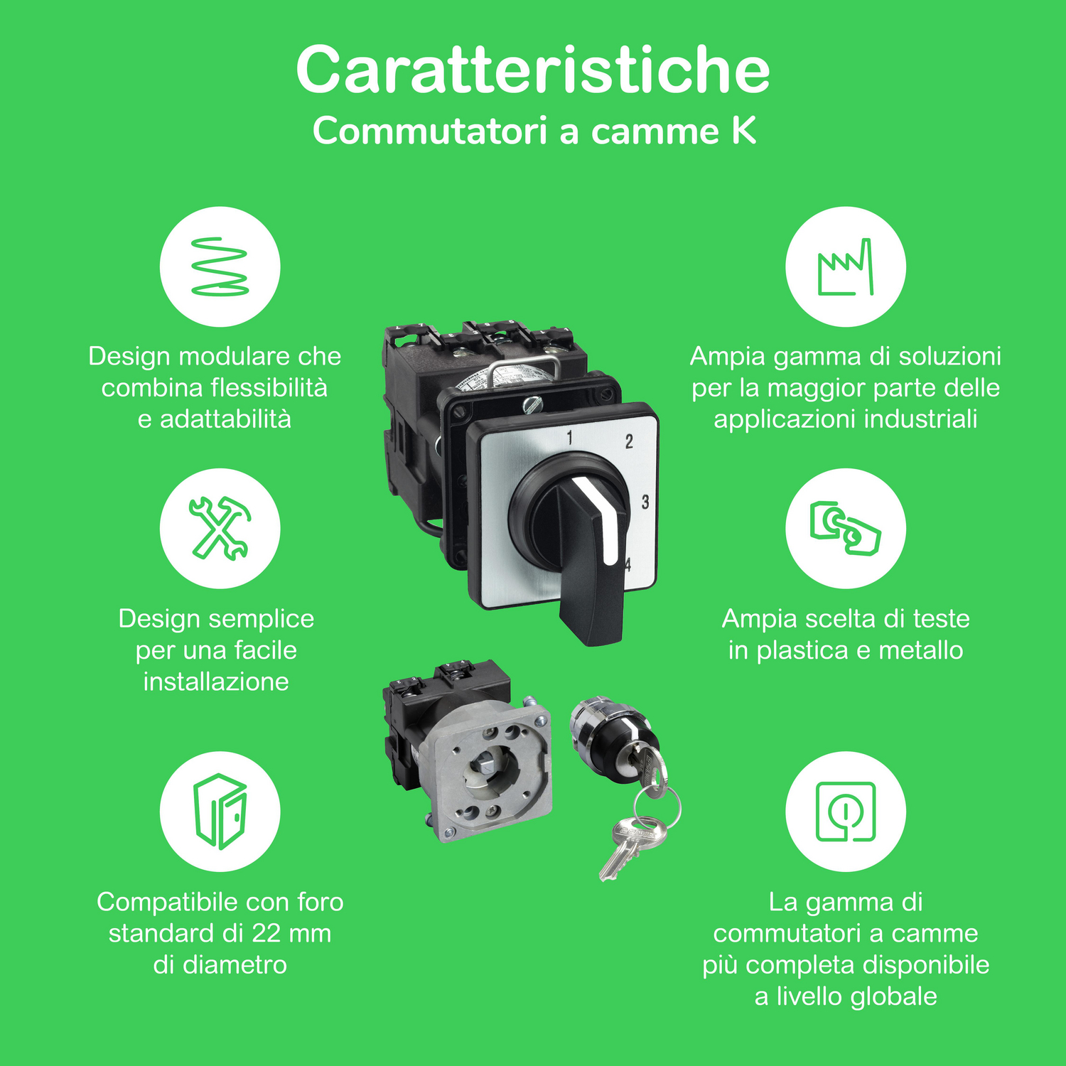 SCHNEIDER COMMUTATORE A CAMME 0-1 20A 3 POLI 45° - immagine 3
