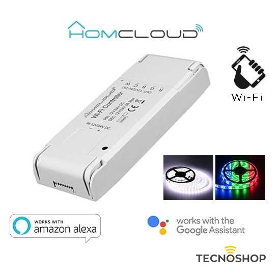 HOMCLOUD CONTROLLER RGB+BIANCO 12-24V COMPATIBILE CON GOOGLE E ALEXA - immagine 2
