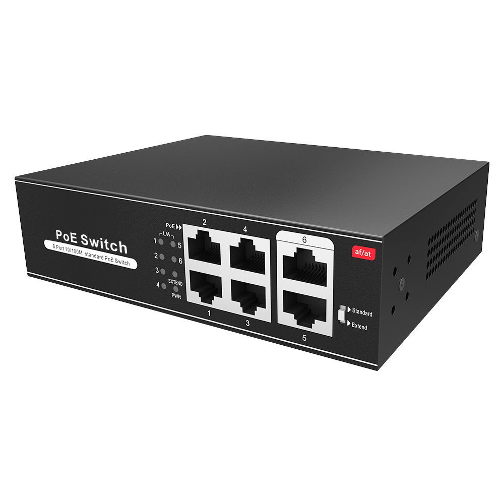 SAFIRE SWITCH POE 4 PORTE RJ45 + 2 RJ45 UPLINK 65W - immagine 3