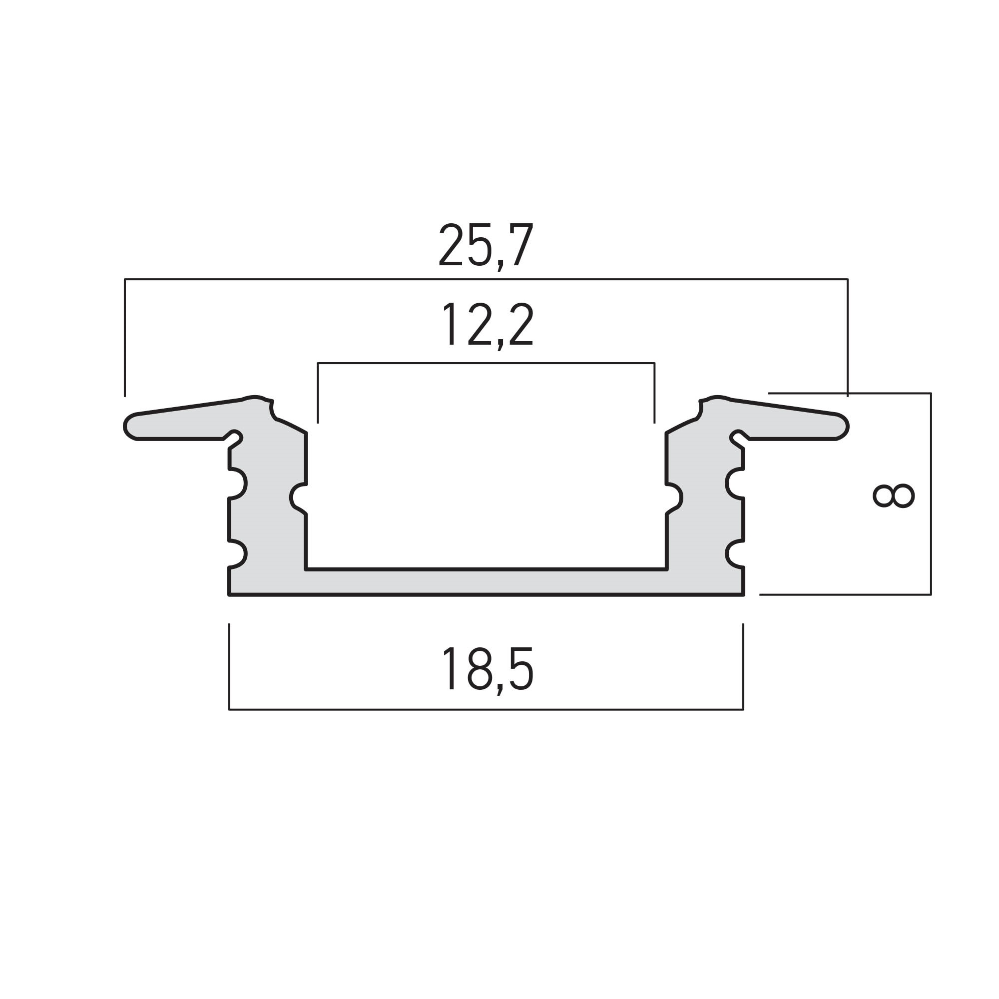 REDO KIT PROFILO PIATTO CON ALETTE PRFIT005 IN ALLUMINIO BIANCO 2Mt CON COVER SATINATA - immagine 2