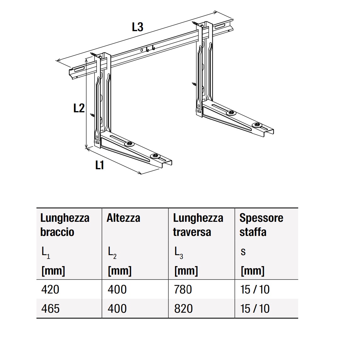 FISCHER STAFFE CON BARRA PER CONDIZIONATORE 420x400x780mm KLIMA KLIK 420 - immagine 4
