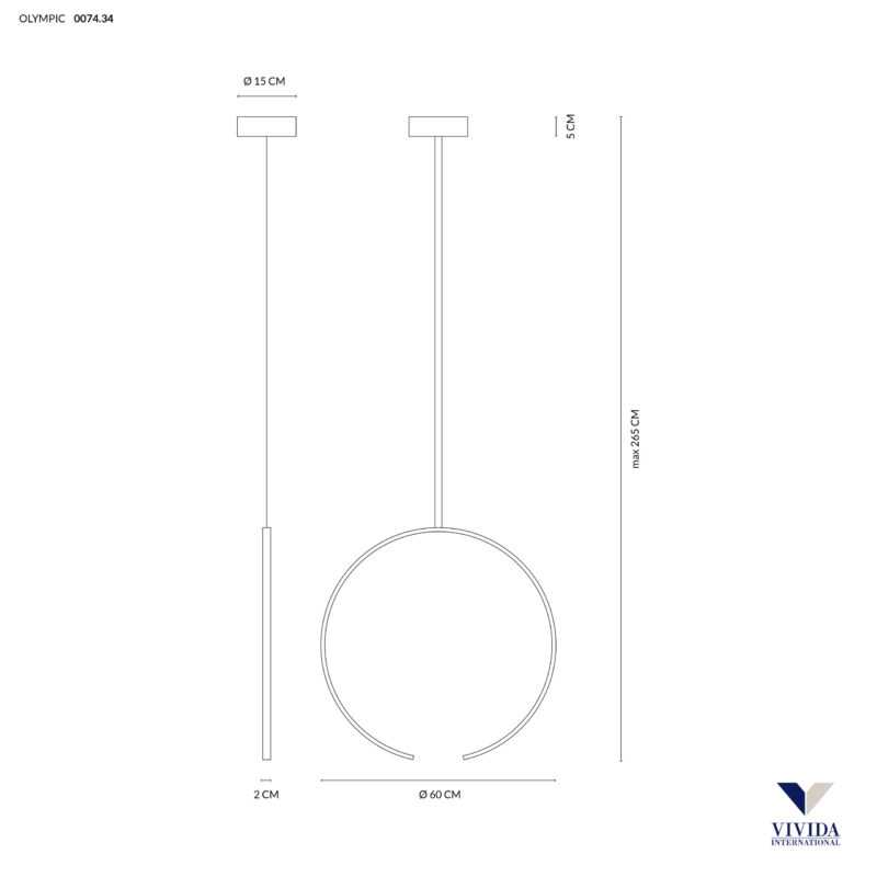 SOSPENSIONE OLYMPIC 30W 1580LM 3000K D. 600MM BIANCA - immagine 2