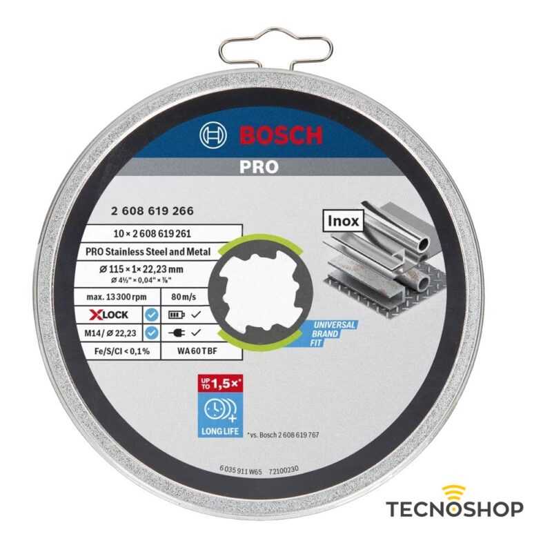 BOSCH KIT 10 DISCHI SMERIGLIATRICE X-LOCK PER ACCIAIO INOX 115mm - immagine 2