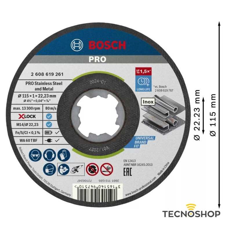 BOSCH KIT 10 DISCHI SMERIGLIATRICE X-LOCK PER ACCIAIO INOX 115mm - immagine 4