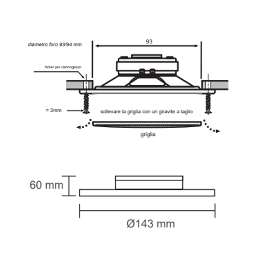 DIFFUSORE ROTONDO DA INCASSO "TS-782" 20W 23/50 OHM - immagine 2