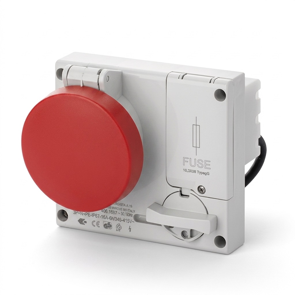 SCAME PRESA INTERBLOCCATA DA INCASSO OMNIA 16A 3P+N+T 6h 346-415V IP66/IP67 CON PORTAFUSIBILI