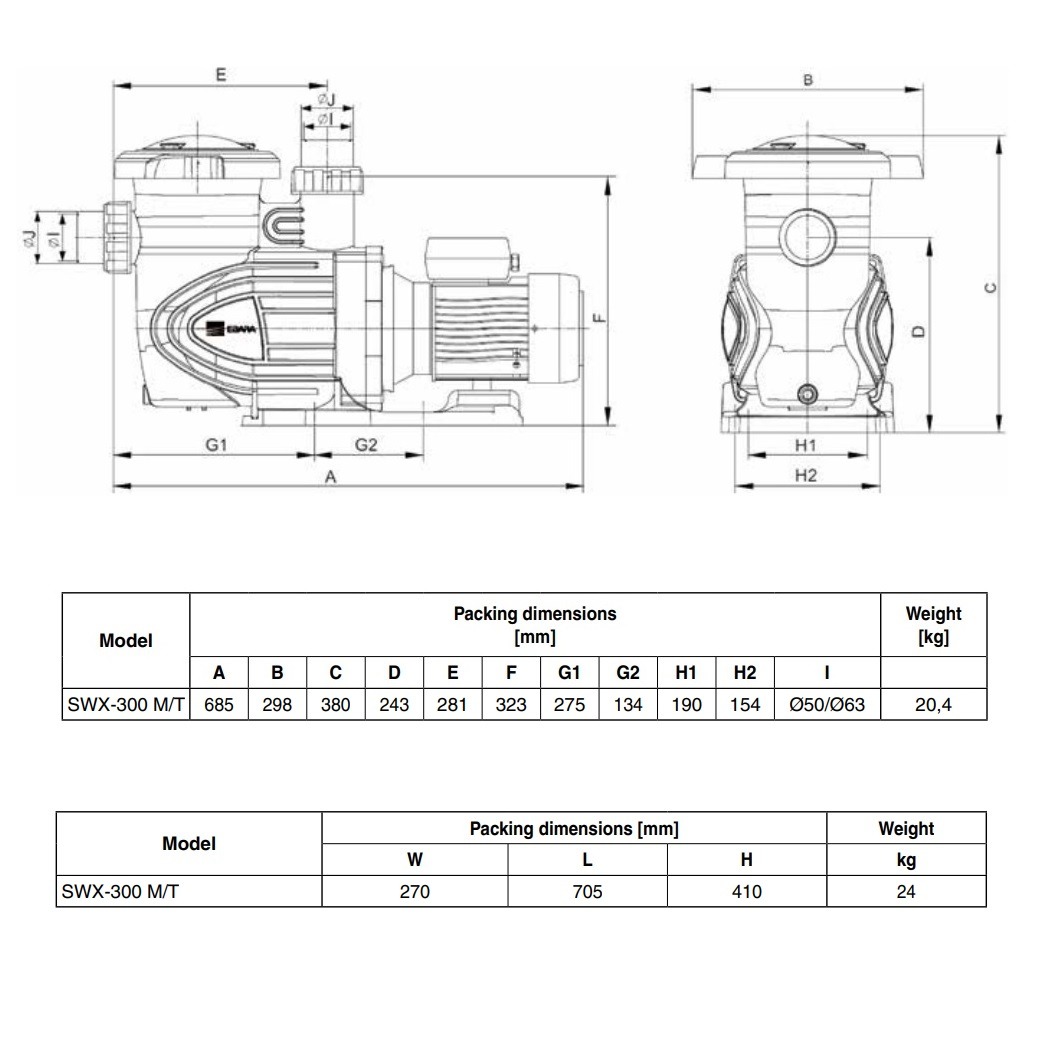 EBARA POMPA PISCINA SWX 300 M DA 2,0HP MONOFASE - immagine 7