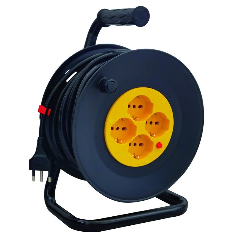 AVVOLGICAVO CON CAVALLETTO CON 4 PRESE SCHUKO/BIPASSO 3x1.5mmq L.25mt