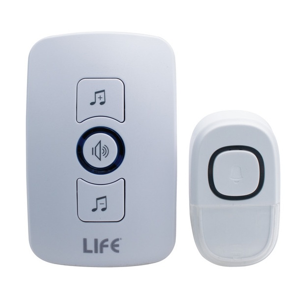 LIFE CAMPANELLO WIRELESS IP44 CON PORTANOME E RICEVITORE PLUG-IN 230V