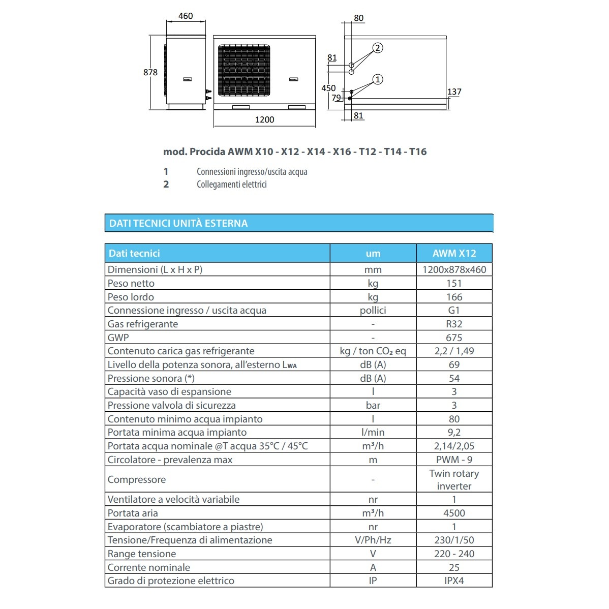 FONDITAL POMPA DI CALORE ARIA-ACQUA 12 KW PROCIDA AWM X 12 INVERTER GAS R32 - immagine 5