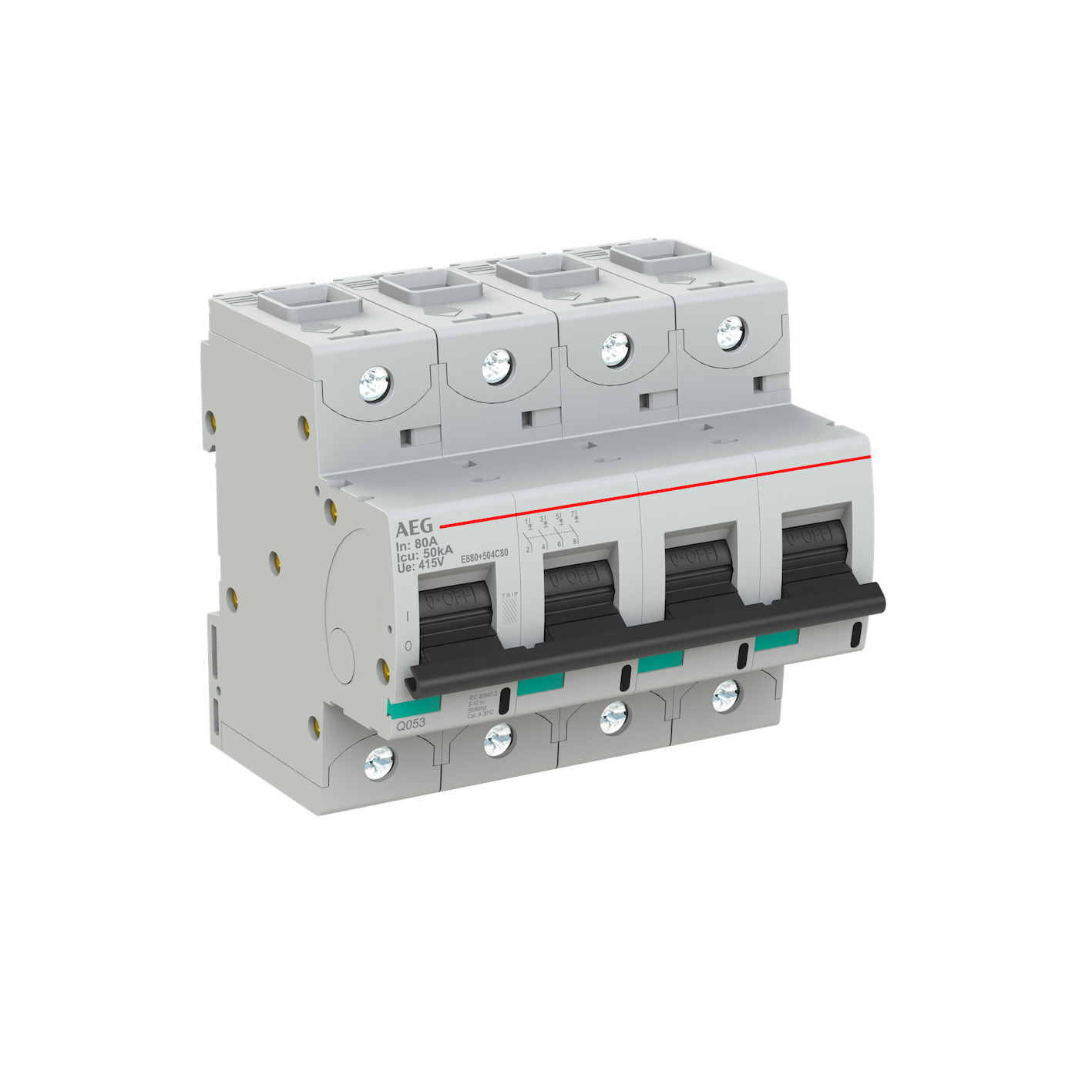 AEG INTERRUTTORE AUTOMATICO SERIE E880+ 4P C 80A 50kA 6 MODULI