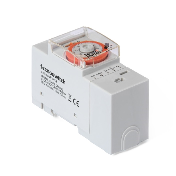TECNOSWITCH INTERRUTTORE ORARIO MECCANICO GIORNALIERO OR102DI 230V 16A 2 MODULI DIN