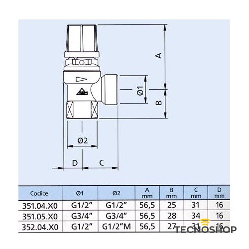 RBM VALVOLA DI SICUREZZA 7 BAR DA 1/2'' M-F - immagine 2