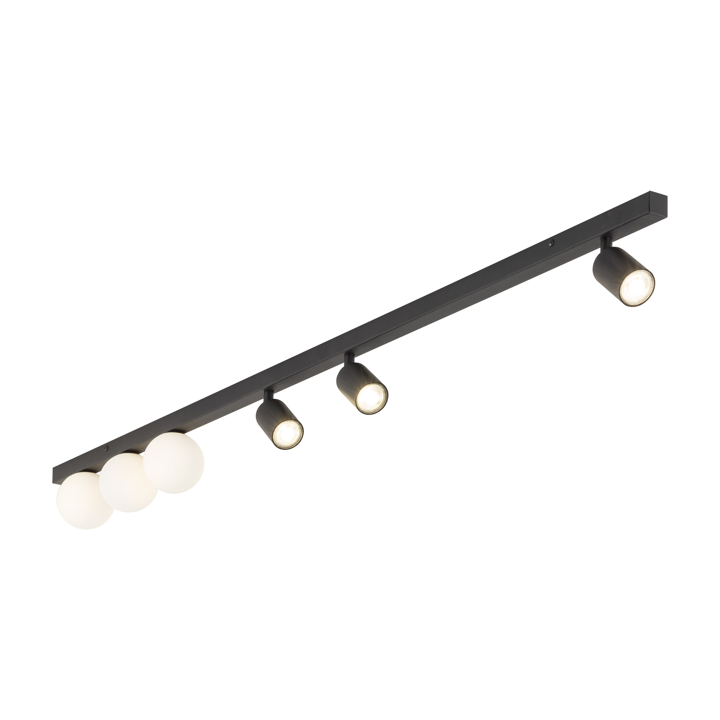 TK LIGHTING BARRA VOX 1,60mt CON 3 SPOT GU10 + 3 SFERE G9 NERA - immagine 5