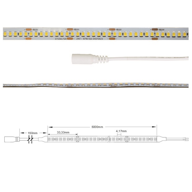 LIFE STRISCIA LED 24V 13,4W/M 4000K CRI80 IP65H – 1950 LM/M – BOBINA 5 METRI - immagine 2