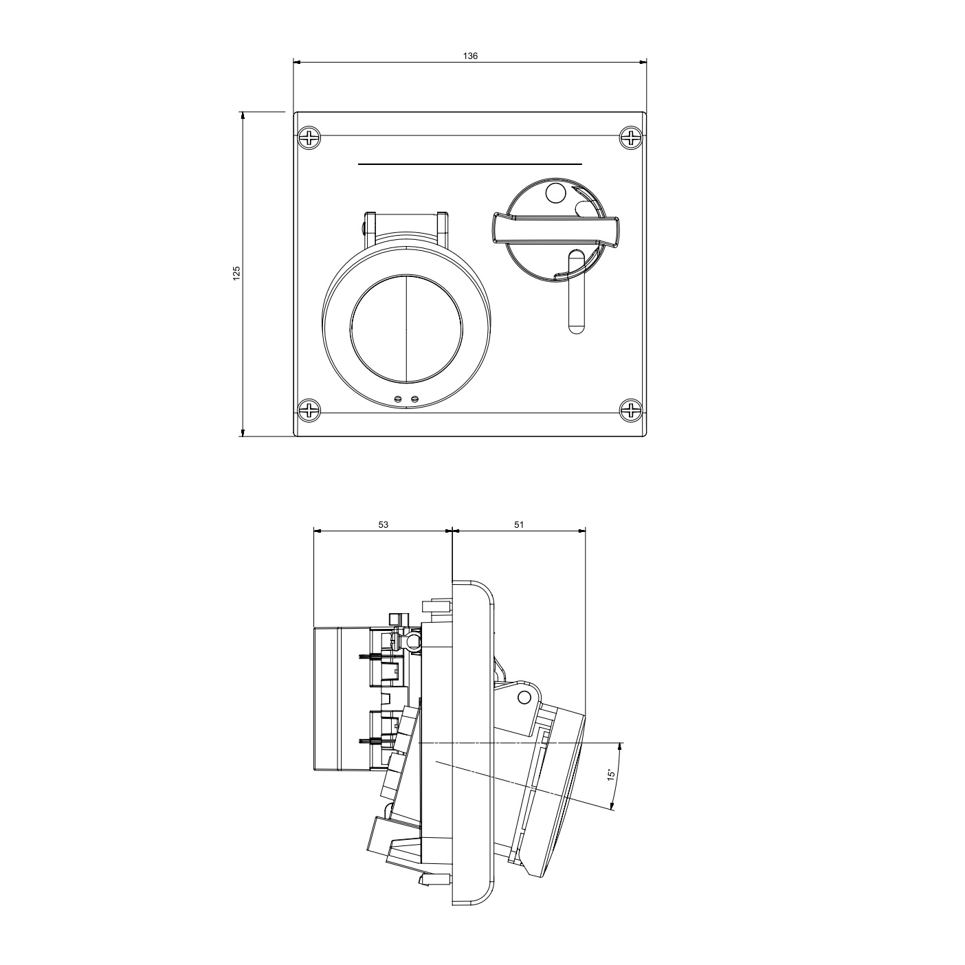SCAME PRESA INTERBLOCCATA DA INCASSO OMNIA 16A 2P+T 200-250V IP44 Blu - immagine 2