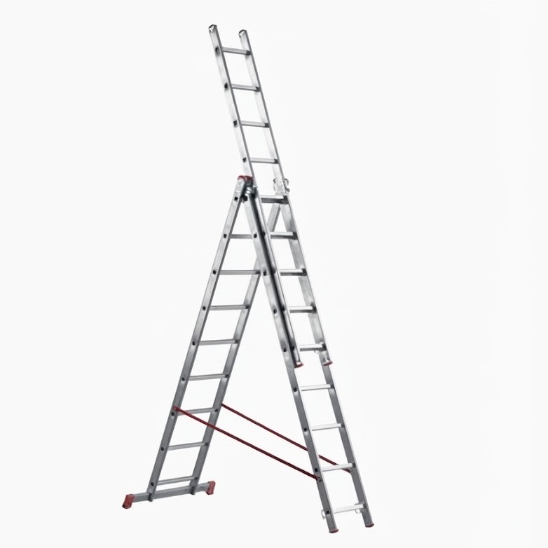 MARCHETTI SCALA A TRE ELEMENTI 'OR3' 9+9+9 GRADINI - H. 5,65 m - MONTANTE 73x25 mm