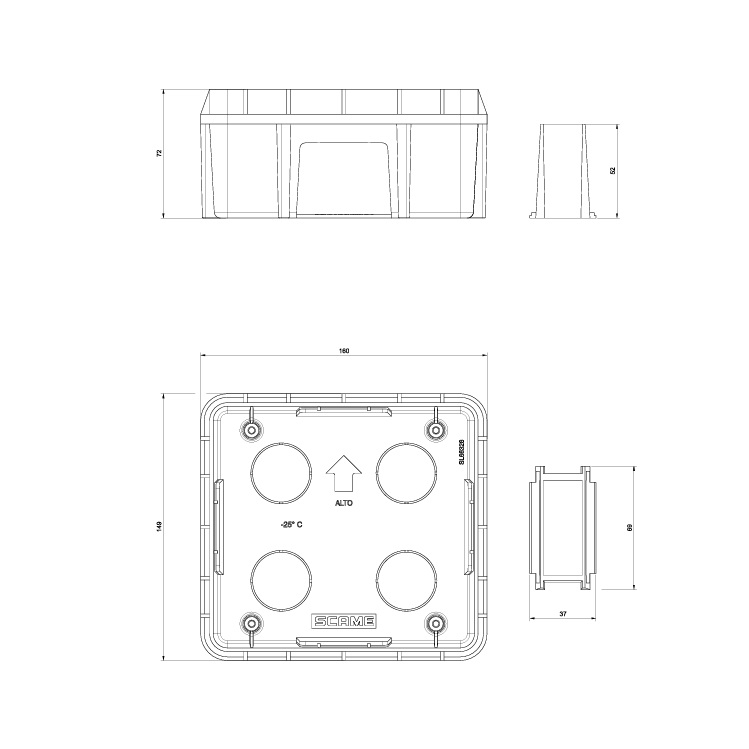 SCAME SCATOLA DA INCASSO OMNIA 16/32A IP55 TERMOPLASTICA - immagine 2