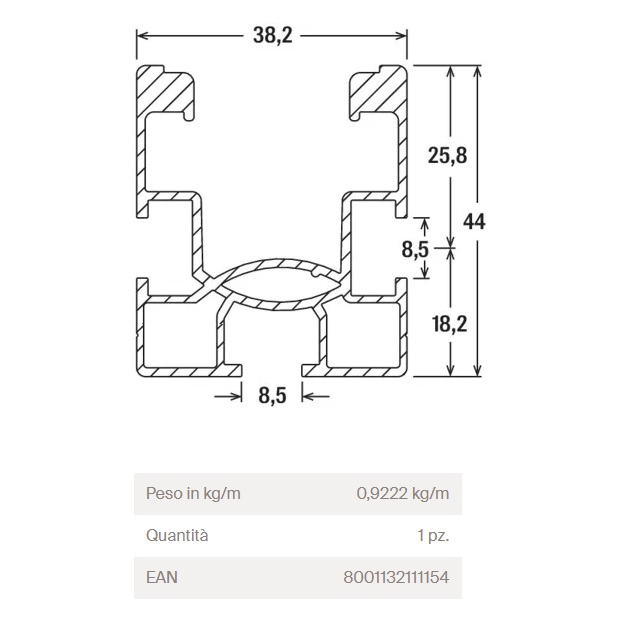 FISCHER PROFILO IN ALLUMINIO SOLAR-FISH PER MODULI FTV L.4,85 MT - immagine 5