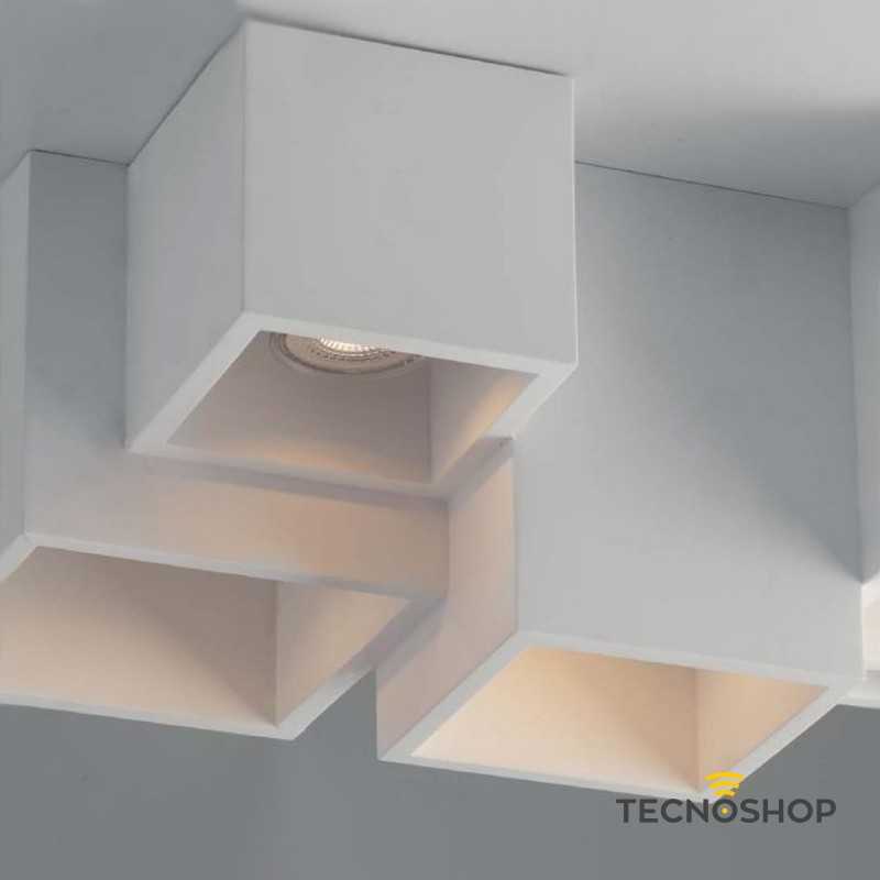 INTEC PLAFONE QUADRATO “FOSTER” 5xGU10 IN GESSO BIANCO - immagine 2