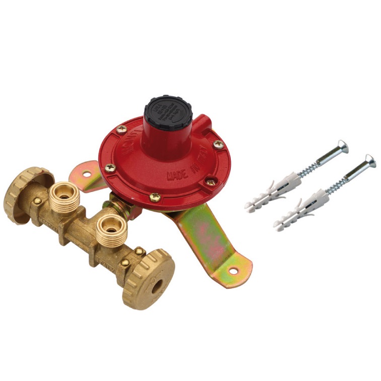 MONDIAL MINI CENTRALINA GAS A 2 ATTACCHI CON REGOLATORE 7 kg/h TARATURA 20–60 mbar