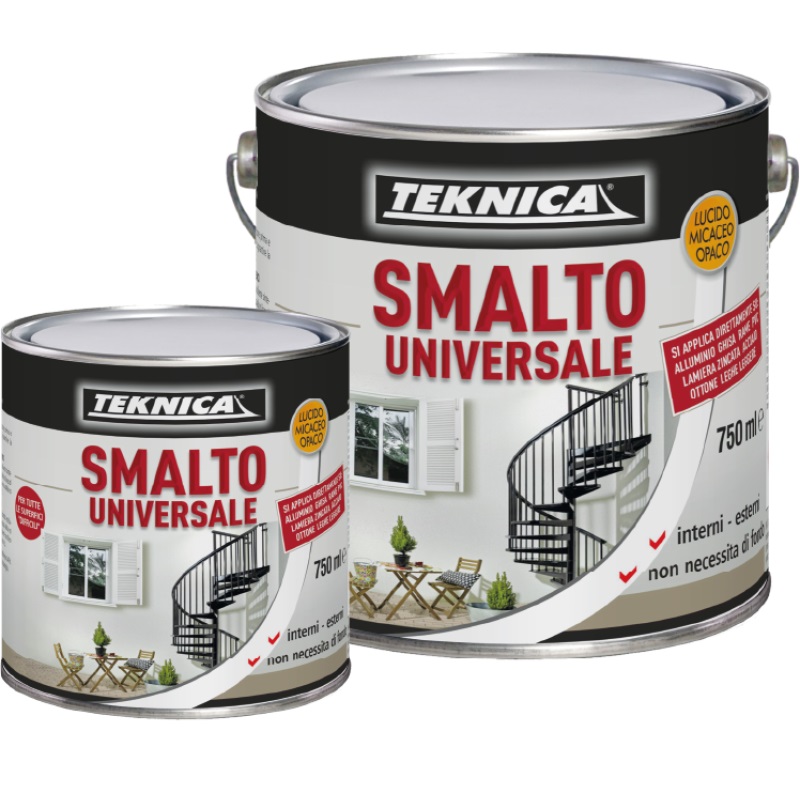 TEKNICA SMALTO UNIVERSALE FONDO E FINITURA NERO OPACO PER SUPPORTI DIFFICILI 0,75 LT